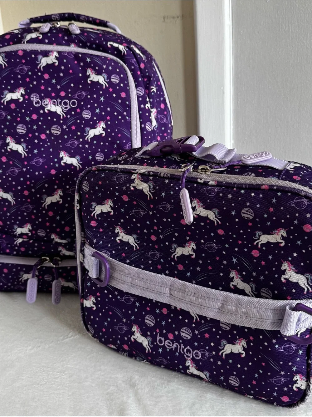 Benigo Kids Unicorn Backpack and Lunch Bag Set - Purple